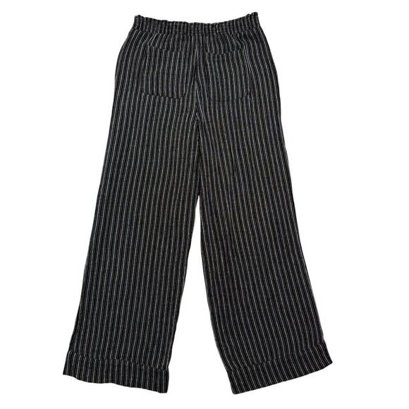 Time & Tru Linen Blend Wide Leg Pull On Pants Relaxed B&W Striped Boho Womens S - Picture 6 of 11
